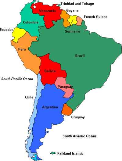 South America map.