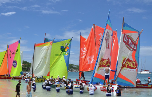 Yole regatta around the island in Martinique.