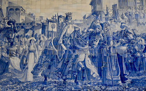 "Azulejo" in São Bento Station in Porto.