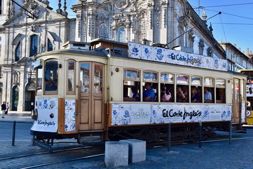 Vintage tram #1 between Porto and Foz do Douro in Portugal.