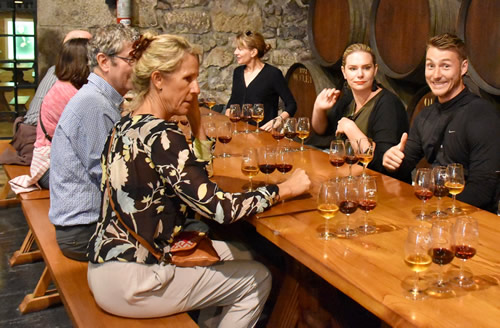 The author at a Port wine tasting in the cellars of Vila Nova de Gaia in Porto.