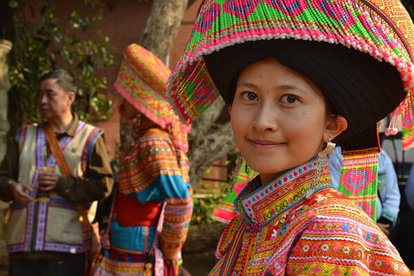 A happy woman in dress in Chiang Mai, Thailand. 