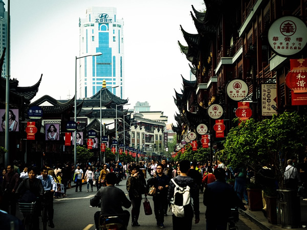 A street scene in Shanghai, China