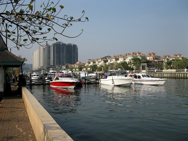 Boats in the river in Jakarta.