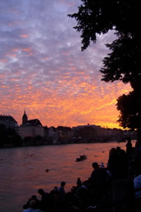 Sunset in Basel, Switzerland.