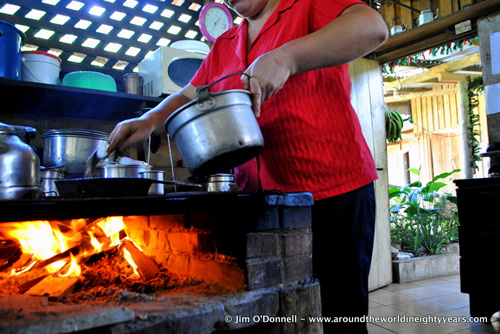 Cooking Costa Rican foods.