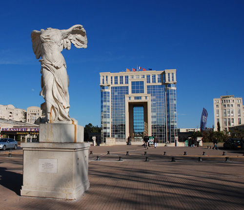 Winged Victory of Samothrace in  Montpellier, France.