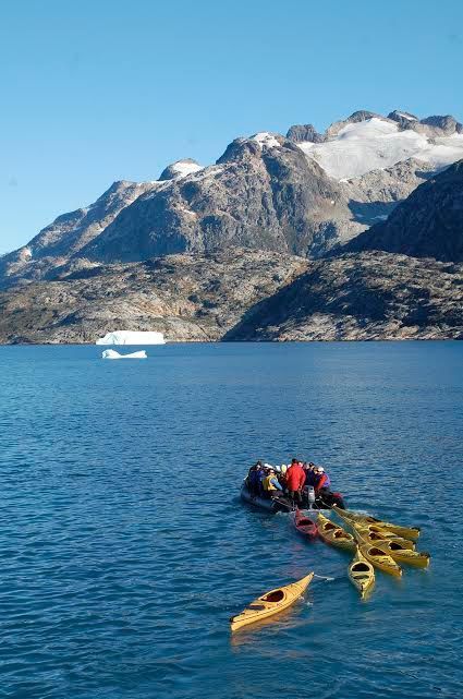 Kayaking the arctic is best done in a group.