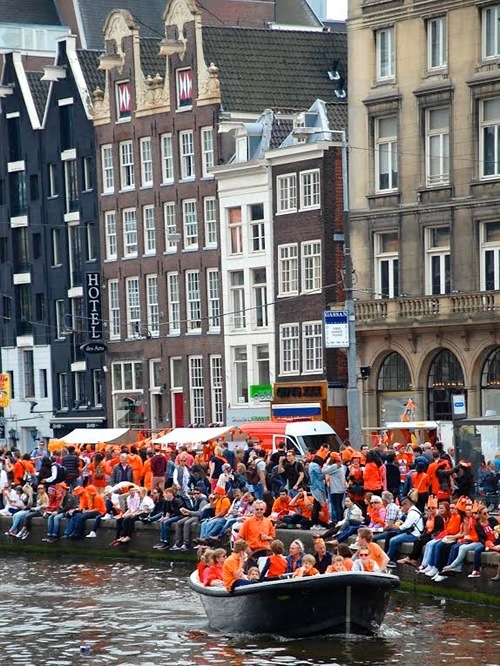 Amsterdam barge during festival.