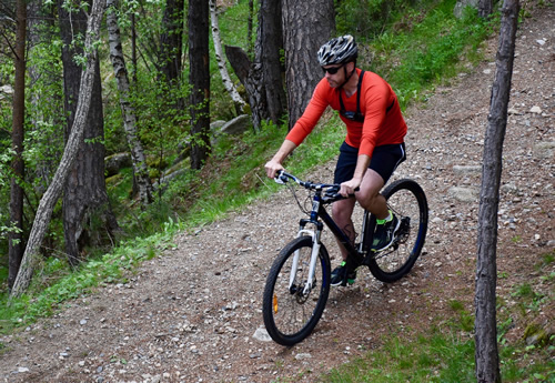 Mountain biking around Engolasters Lake.