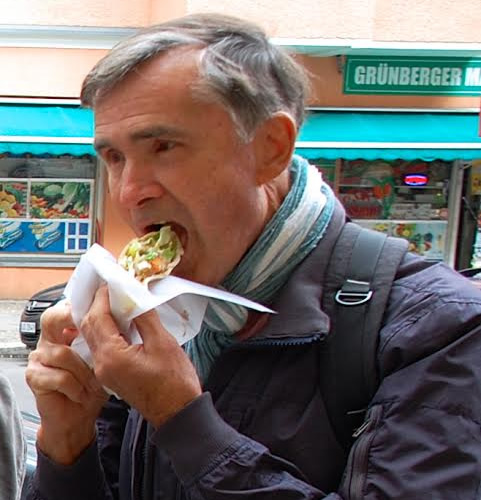 Sampling street food in Friedrichshain, Berlin.