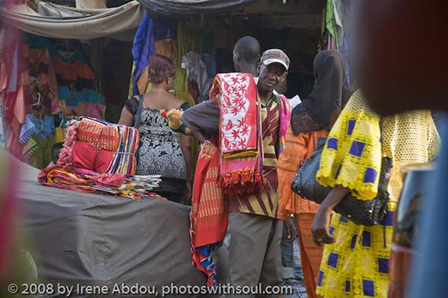 Darkar market selling cloth and clothes.