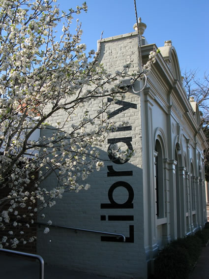 White local brick and stone libary where you often find a scoop about the community.