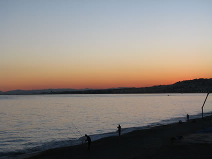 Fishermen in Nice in the evening.