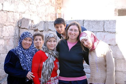 Meeting neighbours in Taftanaz, Syria.