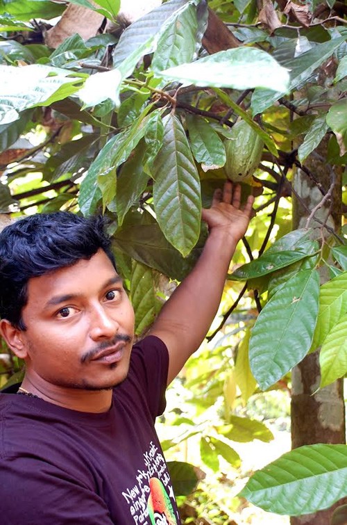 A guide at the Sahakari Spice Farm in Goa.