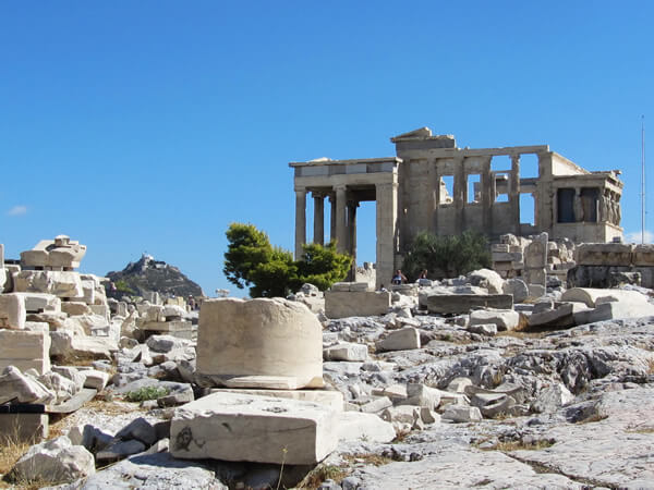 Acropolis temple ruins in Athens, Greece.