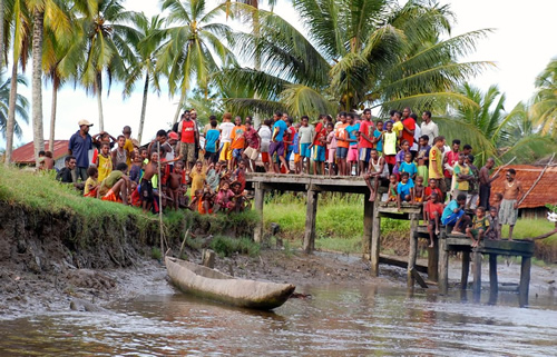 Reception by Asmats in West Papua, Indonesia.