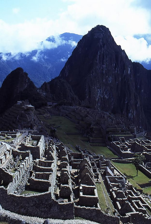 Machu Picchu amid the clouds in Peru.