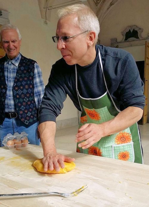 Fierce determination making pasta.