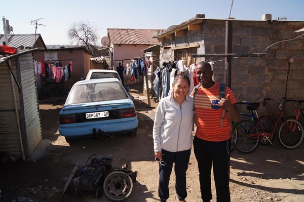 Taking a break from the bike ride in Alexandra township, Johannesburg