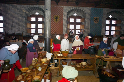 Medieval Banquet Halls in Chillon castle.