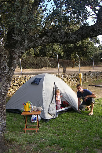 Family travel in a tent with your baby.