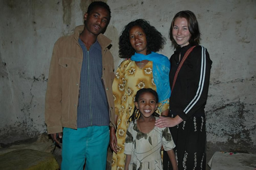 Mekonen's family with the author in Ethiopia.