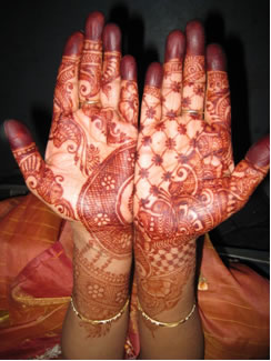 Henna-painted hands.