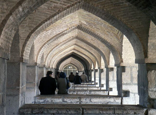 Lower level of Khaju Bridge, Esfahan, Iran.