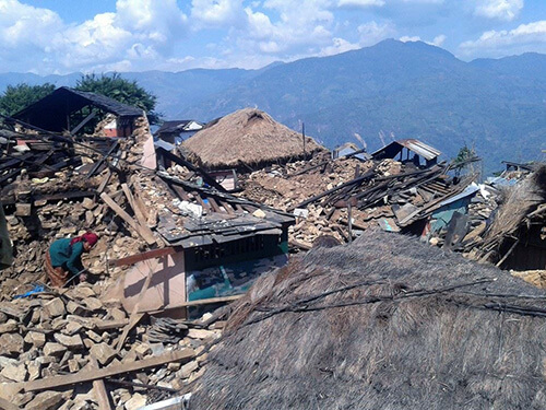 A badly damaged house in Gorkha after the earthquake.