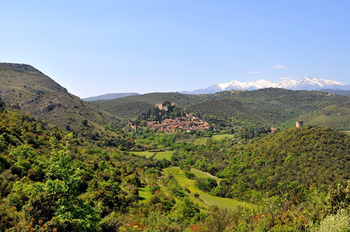 A hilltop village in the Pyrenees of France.