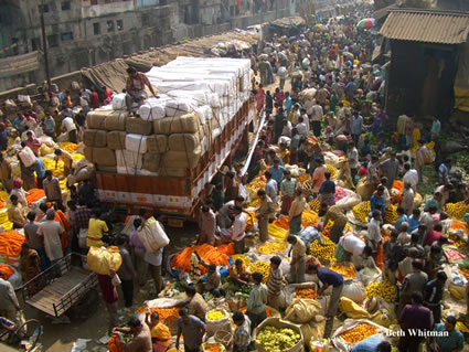 Flower market in Kolkata, India.