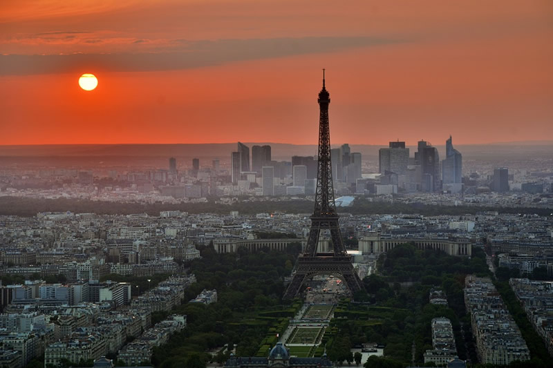 Starting a Business in Europe. Skyline of Paris, France with Eiffel Tower.