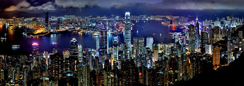 Hong Kong skyline.