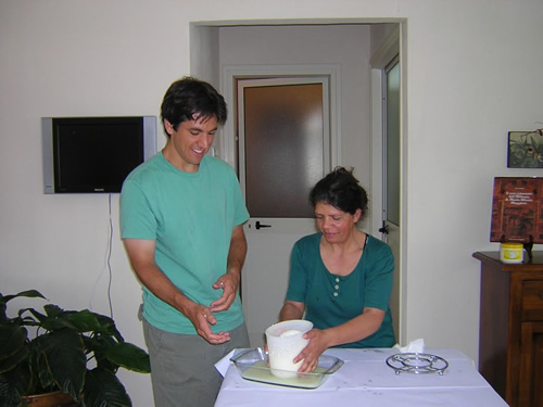 Learning how to make cheese in Italy.