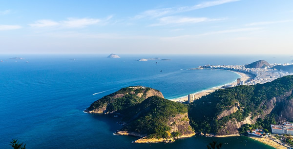 Skyline in Rio overlooking the beaches. A great place to travel long-term.