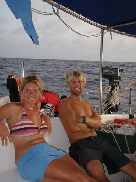 Tour leaders on a boat in Caribbean.