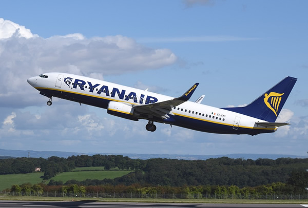 Budget flights within Europe with Ryanair.