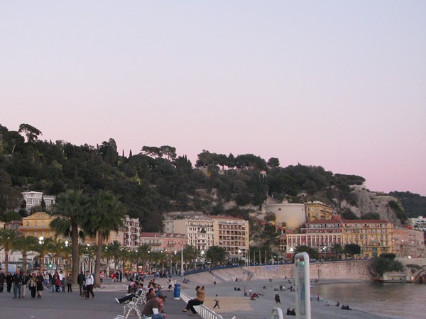 The Promenade des Anglais stretches miles along the beach of Nice, on the French Riviera.