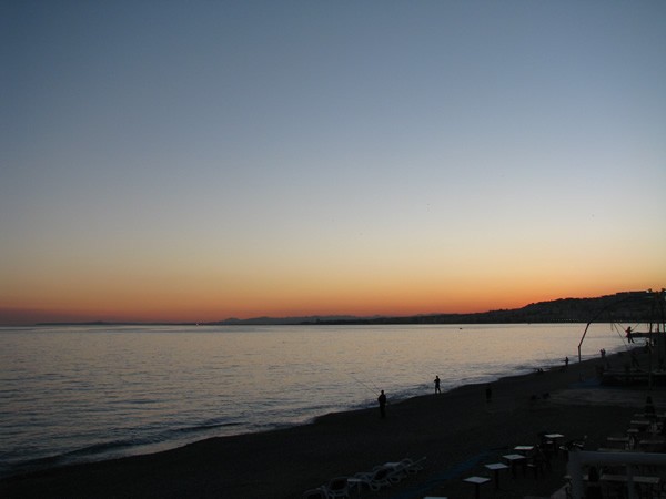 Sunset from the Promenade des Anglais in Nice, French Riviera.