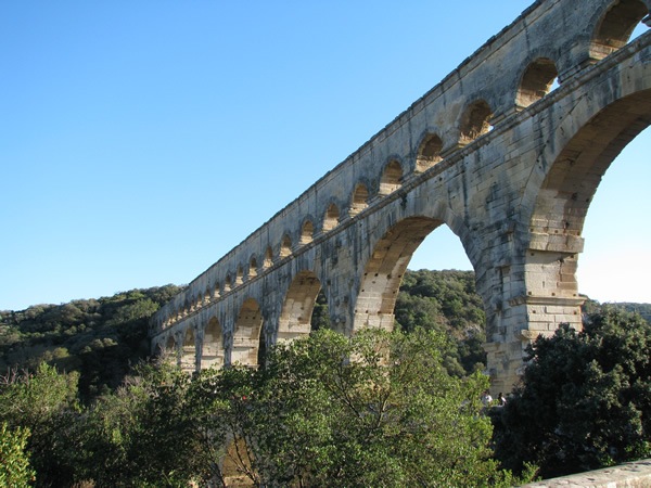 The Roman Pont du Gard aqueduct near Provence.