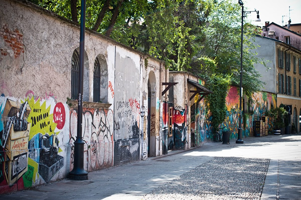 Grafitti in Santa Croce district of Milan, Italy.