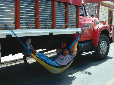 Portrait of a man in hammock in Mexico