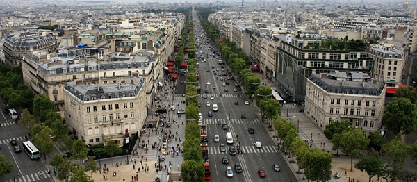 Overview of a Boulevard in Paris, France.