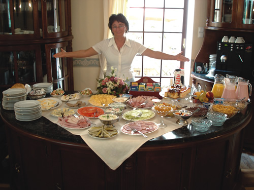 Breakfast buffet spread presented by the chef in Krakow.