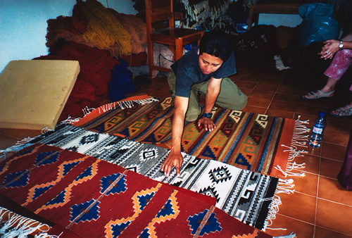 Hand-made woven textiles in Oaxaca, Mexico