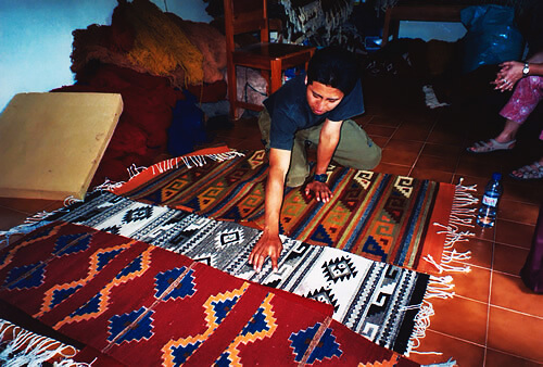 Hand-made woven textiles in Oaxaca, Mexico.