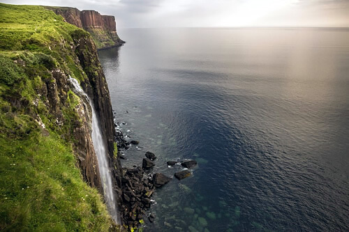 Waterfall into the sea at the Isle of Skye.